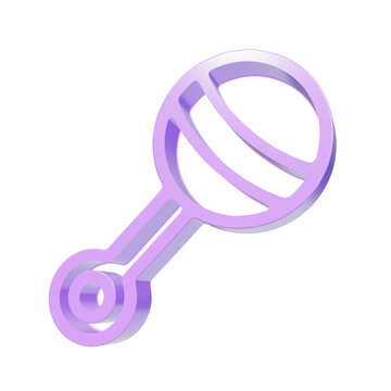 Purple baby rattle icon isolated on transparent background for nursery design