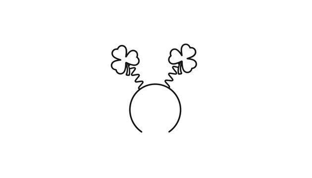 Shamrock headband or bopper accessory line drawing for Saint Patricks Day festive costumes and party celebrations.