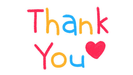 Colorful Thank You Text Lettering with Red Heart Clipart Illustration Isolated on Transparent Background © SomiMotion