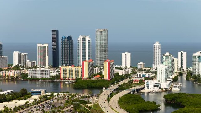 Skyscrapers on the beach in Sunny Isles Miami Florida