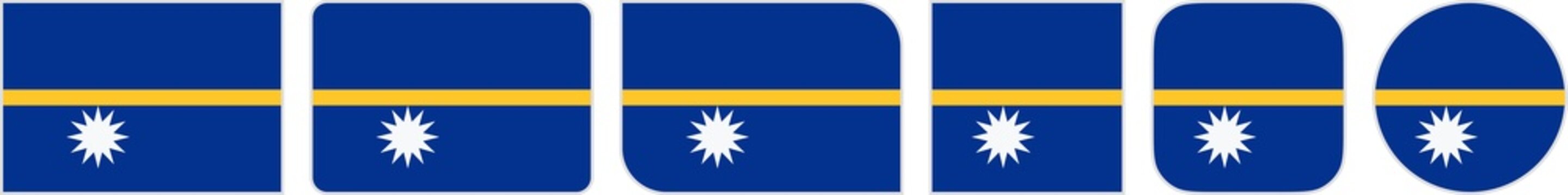 Nauru flags clipart icon set in circle square rectangle rounded squircle and round diagonal corner shapes with border on transparent background
