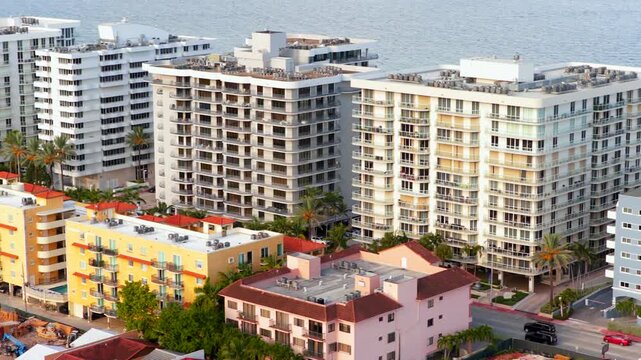Surfside beachfront condos aerial drone video
