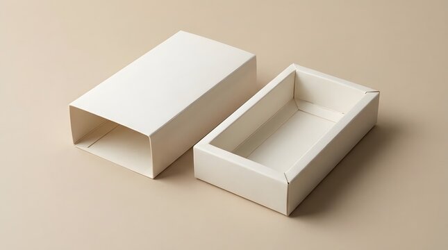Empty open cardboard matchbox mockup isolated on a beige background for branding and product design presentation