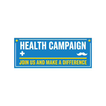 Mens health awareness campaign banner with mustache icon and call to action text