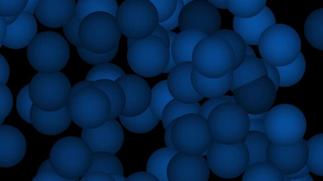 Floating Blue 3D Spheres on Black Background, Abstract Motion Graphics Animation