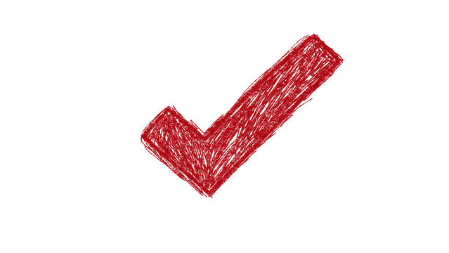 Hand Drawn Red Checkmark Tick Clipart
