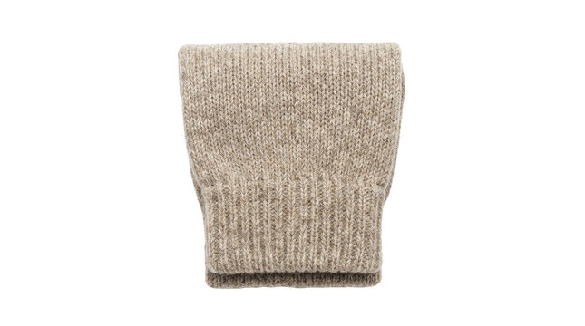 Cozy knitted wool sock folded neatly on a white background