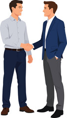 Fototapeta premium Businessmen shaking hands to seal a partnership deal against a plain white background.