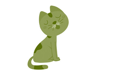 Green Sitting Cat Illustration © Laiba
