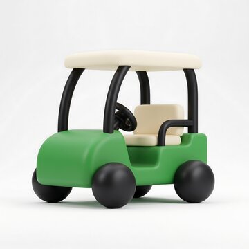 Small green golf cart with white roof and black wheels 3D render golf buggy electric cart mini vehicle