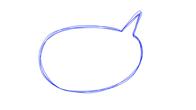 Hand Drawn Blue Wide Horizontal Speech Bubble Isolated on Transparent Background PNG Clipart