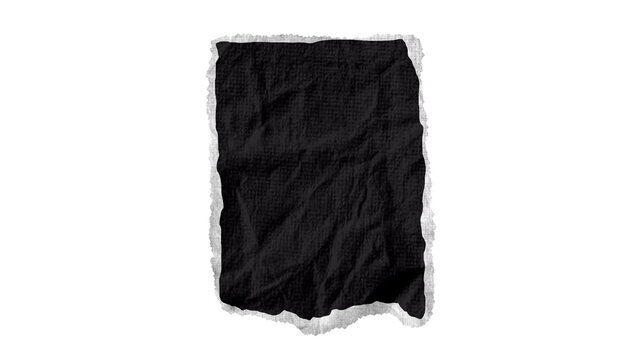 Tall Black Torn Crumpled Paper Note Frame Isolated on Transparent Background PNG Clipart