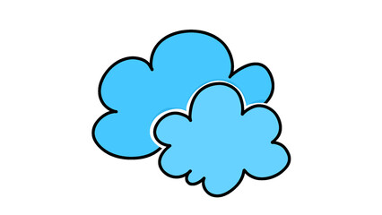 Obraz premium Hand Drawn Two Blue Clouds Weather Sky Doodle Illustration Isolated on Transparent Background