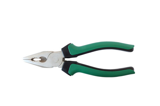combination pliers with green and black handle, lineman hand tool, isolated on transparent background