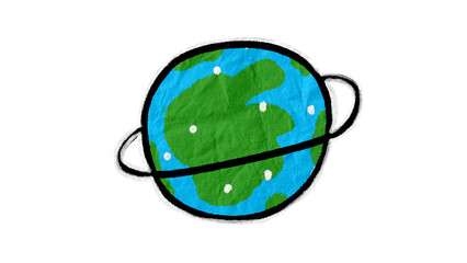 Hand Drawn Planet Earth Space Ring Doodle Illustration Isolated on Transparent Background © SomiMotion