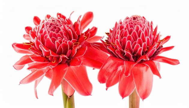 Beautiful red ginger flowers isolated on white