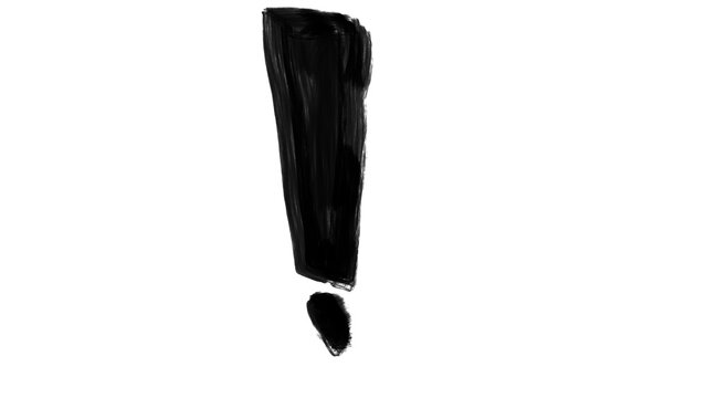 Black Paint Brush Exclamation Mark Isolated Transparent PNG Clipart Illustration