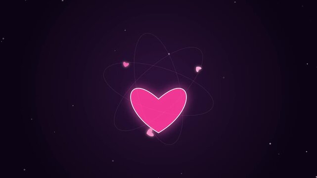 Glowing Pink Heart Floating in Dark Space.