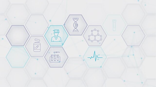 Conceptual healthcare infographic with science and laboratory elements