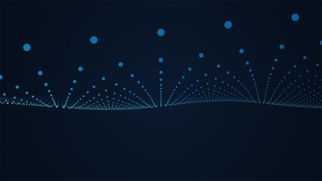 Cyan Digital Neural Network Pulse Loop With Radiant Particle Waveforms For Tech Innovation 4k video