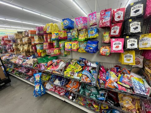 Dollar Tree retail store messy candy section