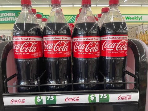 Dollar Tree retail store 1.25 ltr Coca Cola display 1.75