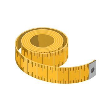 Yellow coiled measuring tape for sewing and fitness