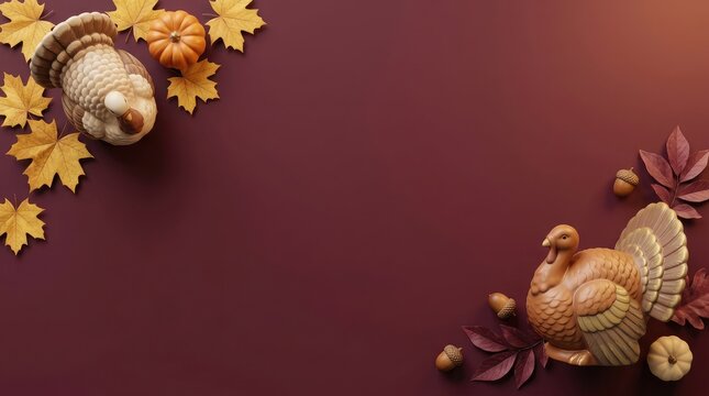 A beautifully rendered 3d depiction of a canadian thanksgiving celebration featuring a plump turkey surrounded by vibrant autumnal foliage creating a warm and