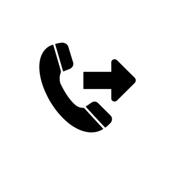 Black outgoing call phone icon on white background