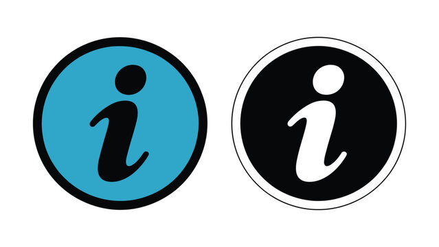 Informative icons featuring lowercase i letter in blue circle and white circle with black background for easy identification and user interaction on digital interfaces