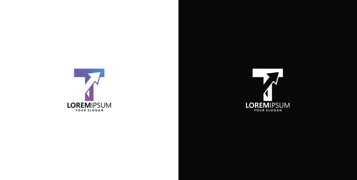 Modern Corporate Logo Design Featuring a Stylized Letter T and Growth Arrow for Business Brand Identity