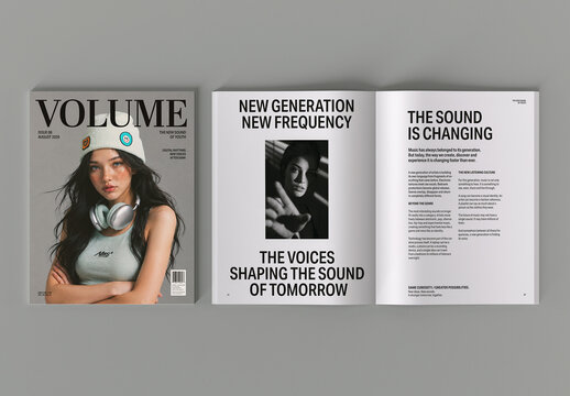 Minimal Magazine Cover And Spread Mockup