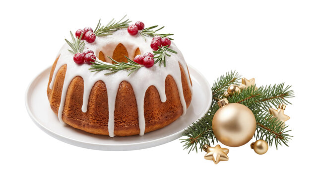 Christmas bundt cake isolated on transparent background