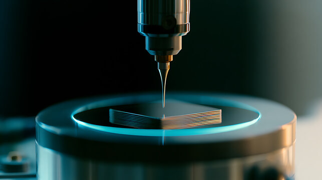 Advanced microchip production with precision laser equipment in modern industrial laboratory facility for semiconductor manufacturing process