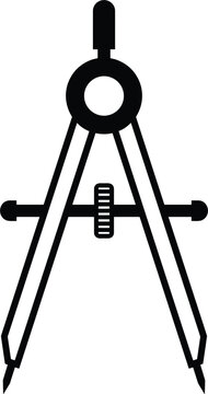 Drawing compass tool icon for engineering drafting architecture and geometry isolated on a white background