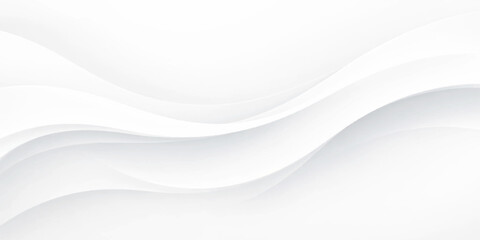 Abstract white flowing wave background with smooth 3d layered curves, subtle gray tones, soft shadows and minimalist paper texture for elegant modern presentation design. © Moaz