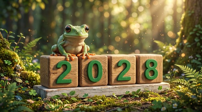 Adorable Green Frog Celebrating Leap Year 2028 &ndash; February 29 Greeting Card
