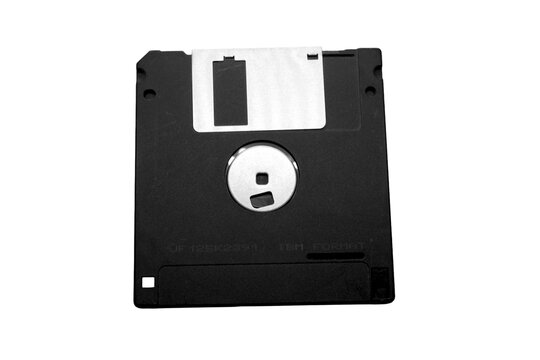 Back View of Black 3.5-Inch Floppy Disk Isolated on Transparent Background