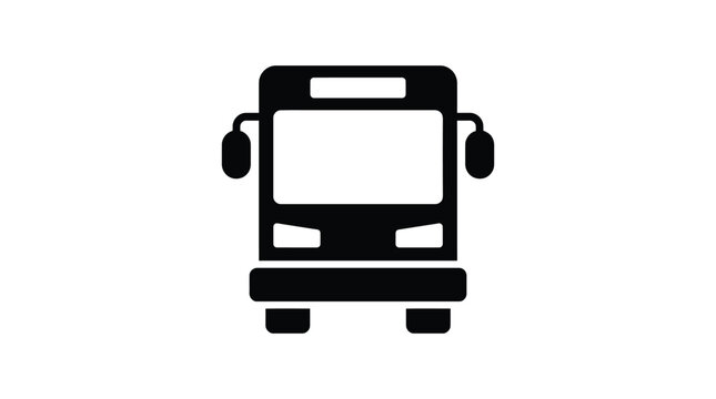 Minimalist black bus vector illustration showing a front view for modern transportation graphic design