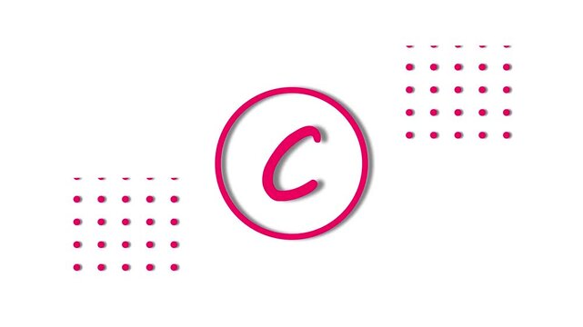 Minimalist pink letter c animation with geometric dot pattern on black background.