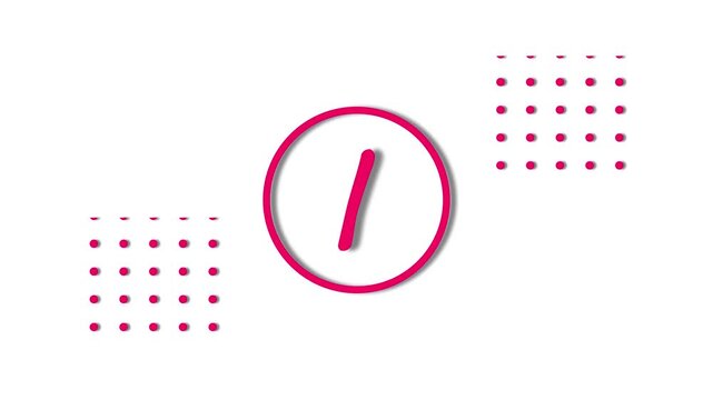 Minimalist pink letter i animation with geometric dot pattern on black background.