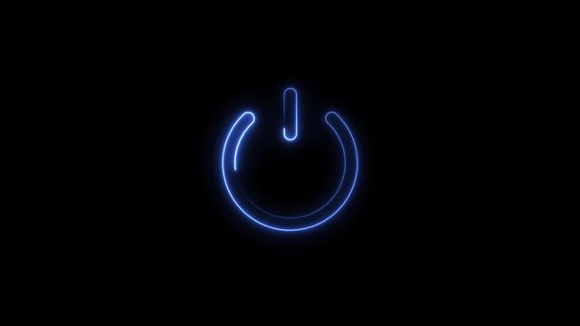abstract power button icon blue color animation. start turn on off button animation. Beautiful switch power reset button symbol in transparent 

