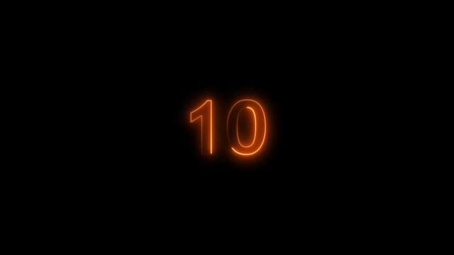 Neon bright countdown timer from 15 secunds green color animation. Beautiful countdown suitable for presentations, educationalon on black background.