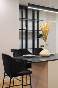 Dining table black marble top