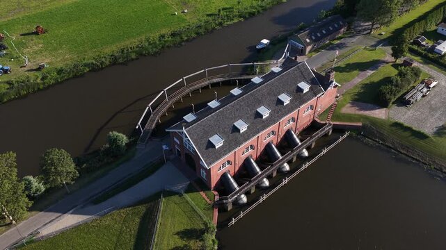 Aerial View of Historic Waterwolf Pumping Station in Groningen, Netherlands