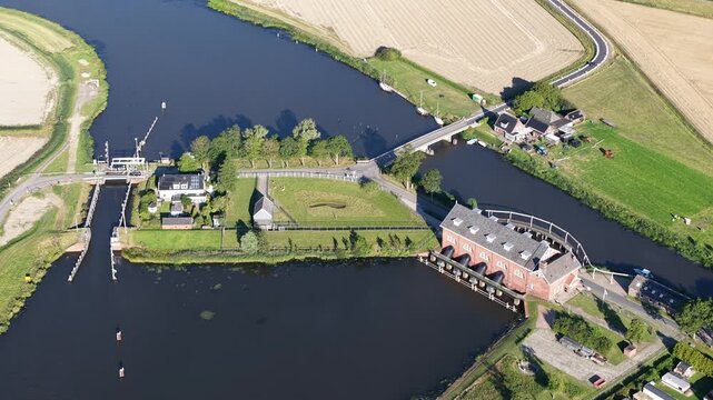 Aerial View of Historic Waterwolf Pumping Station in Groningen, Netherlands