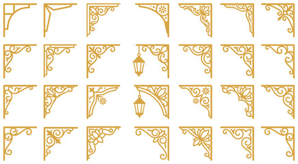 Classic architectural brackets and corner ornaments set with hanging lantern designs. © MdFazar