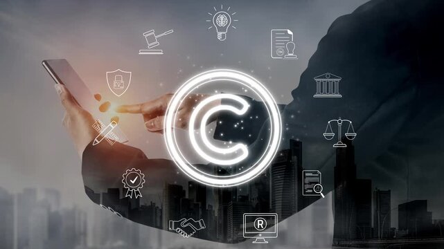 Copyright protection highlights copyright, intellectual property, and legal ownership through law, verification, and secure digital rights Marrow