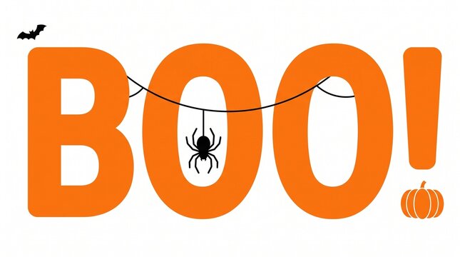 Fun halloween boo orange letters with spider decoration