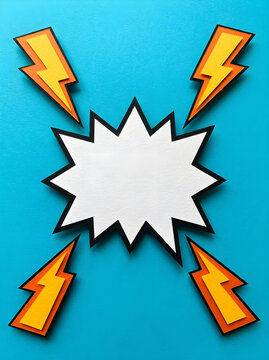 Explosive Announcement Empty Speech Bubble Lightning Bolt Energy Burst